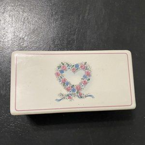 OTAGIRI Japan Ceramic Napkin Holder or Mail Holder Porcelain Heart Flowers